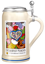Oktoberfest Krug 2014 mit graviertem Zinndeckel